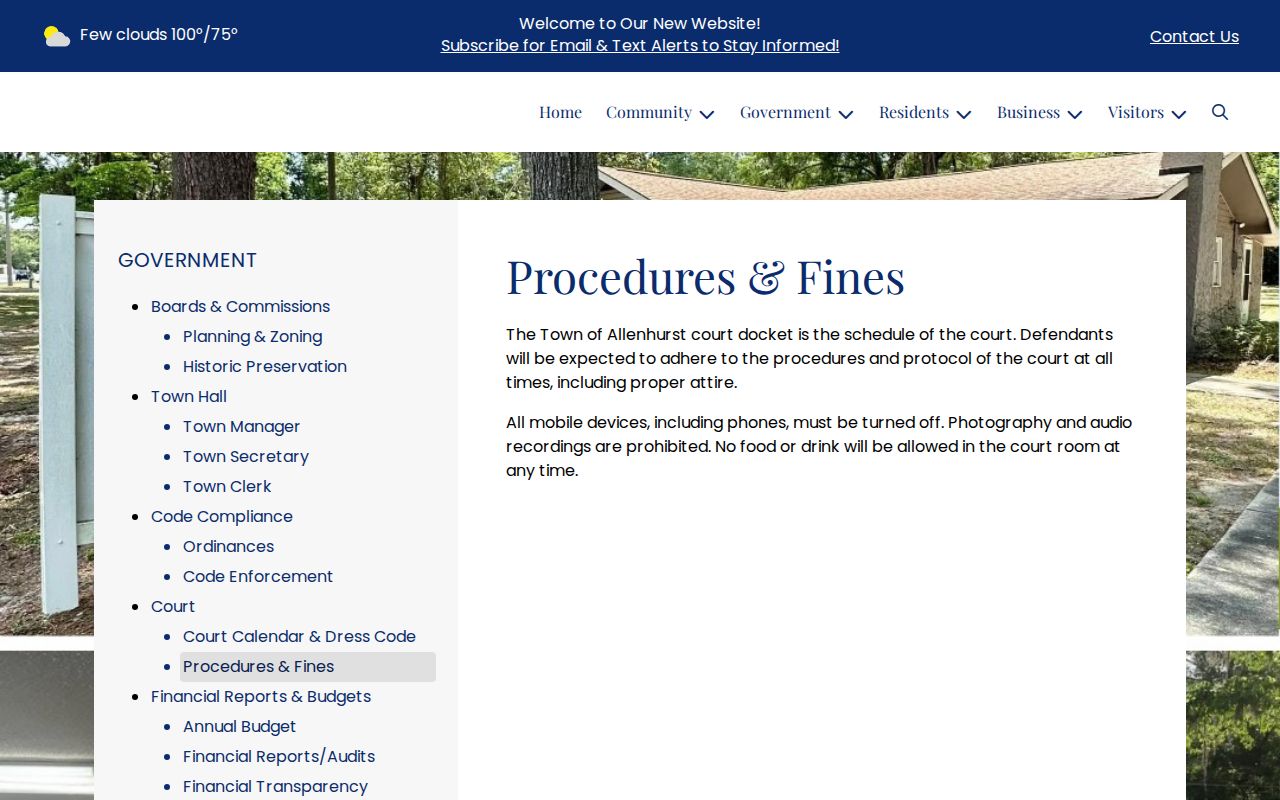 Allenhurst court docket procedures and fines information