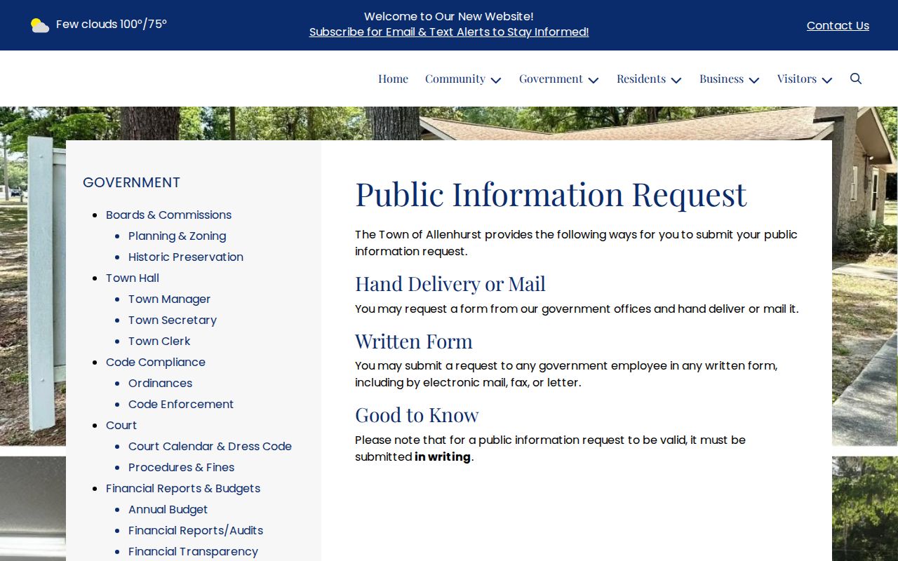 Allenhurst court docket written public records request instructions