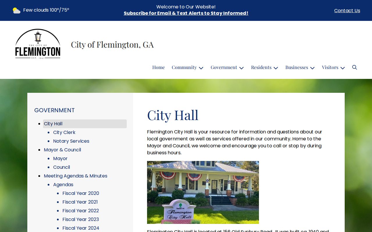 Flemington City Hall building history and public contact page