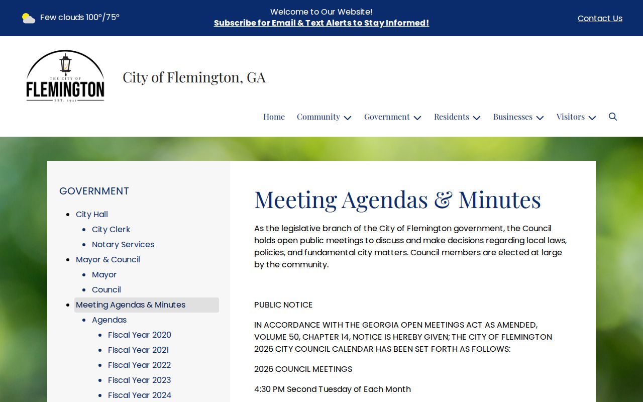 Flemington meeting agendas and minutes records page