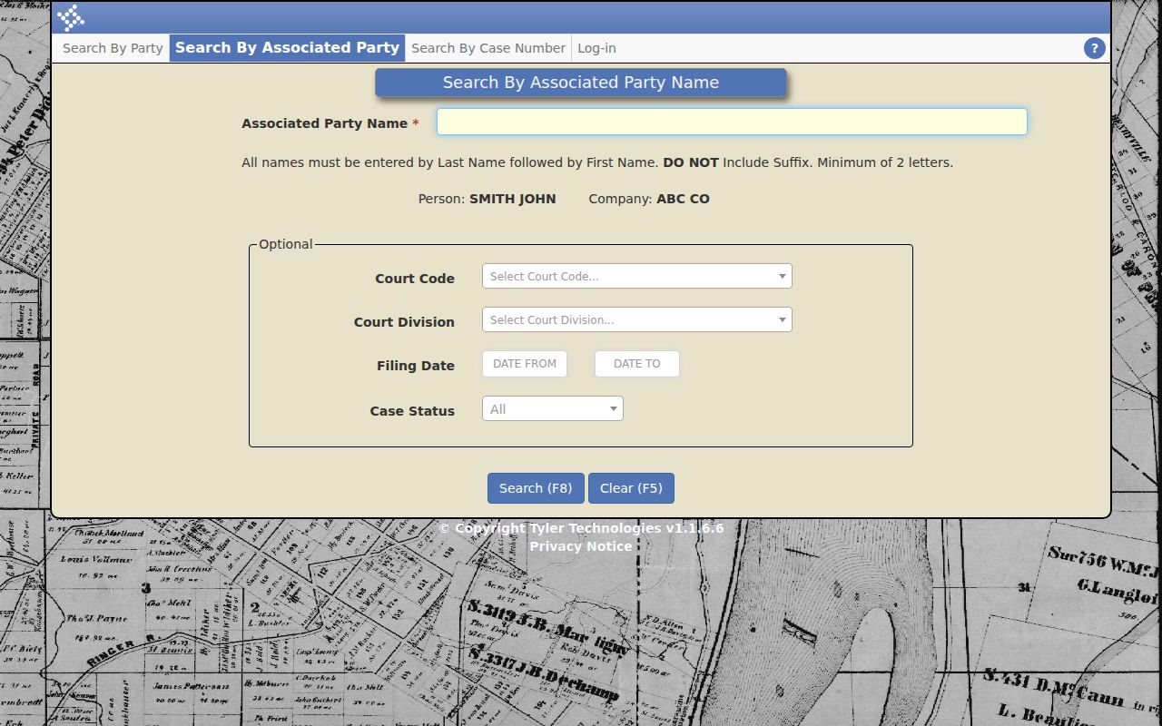 Liberty County CM Web Search associated-party search route