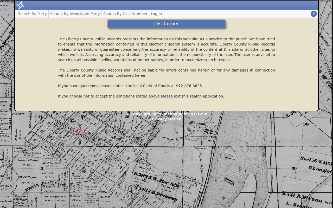 Liberty County CM Web Search home with three public case-search choices