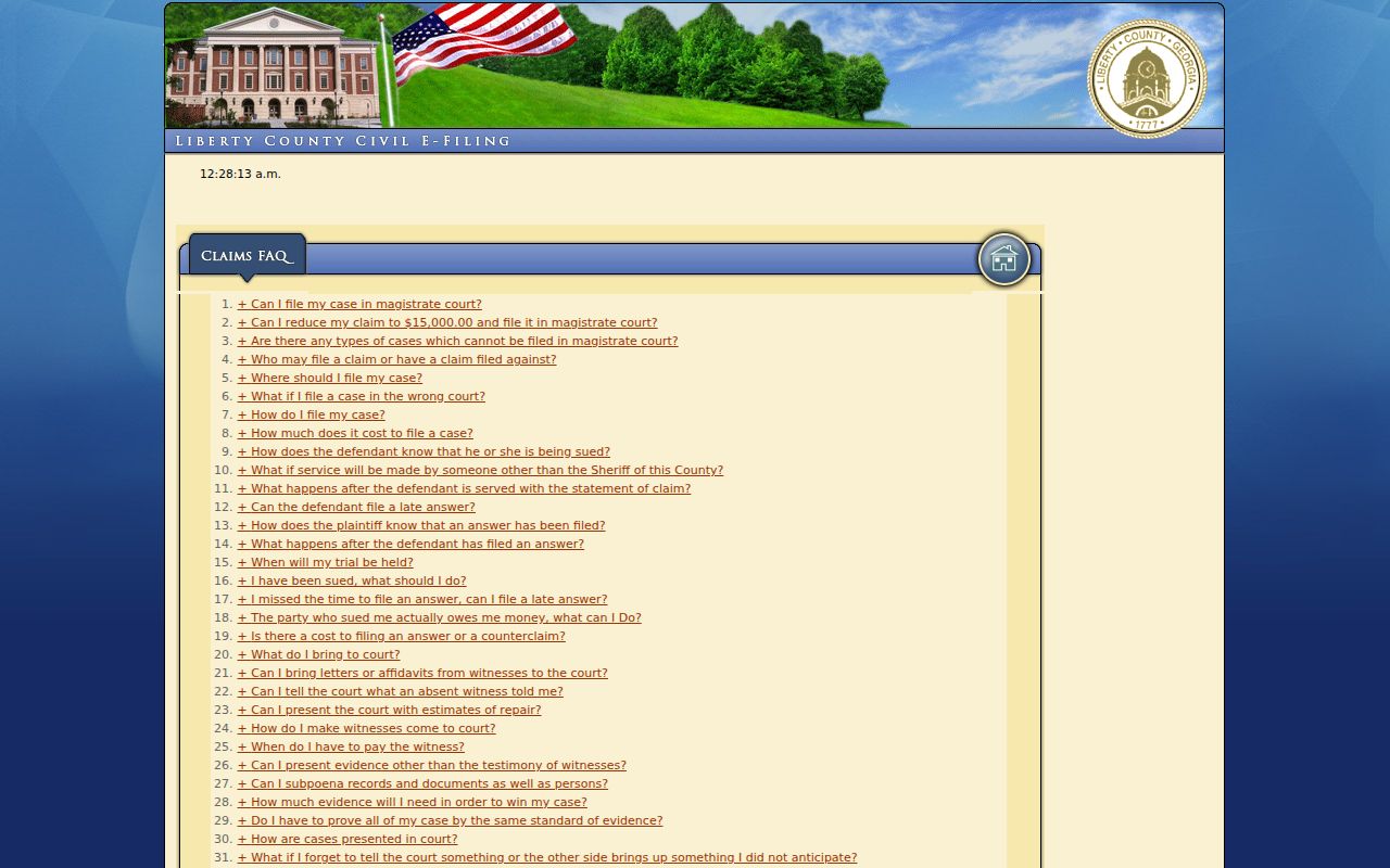 Liberty County civil docket Magistrate claim and answer guidance