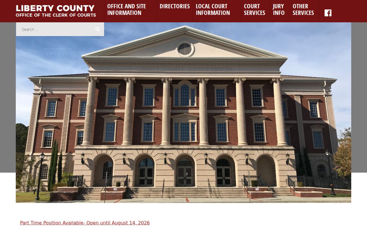 Liberty County Clerk home page with court docket service links