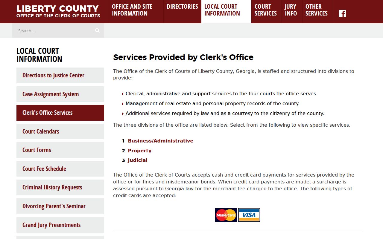 Liberty County Judicial Division court record services and inspection page