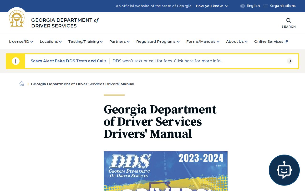 Georgia DDS driver manual and defensive driving information