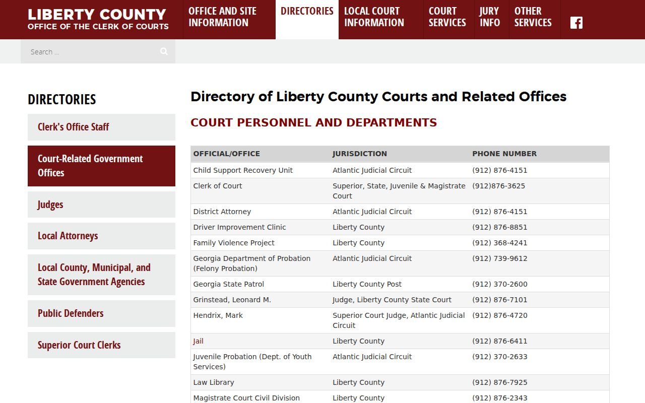 Walthourville court docket and Liberty County court directory routing