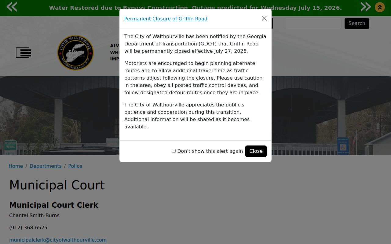 Walthourville court docket municipal court contact and notice